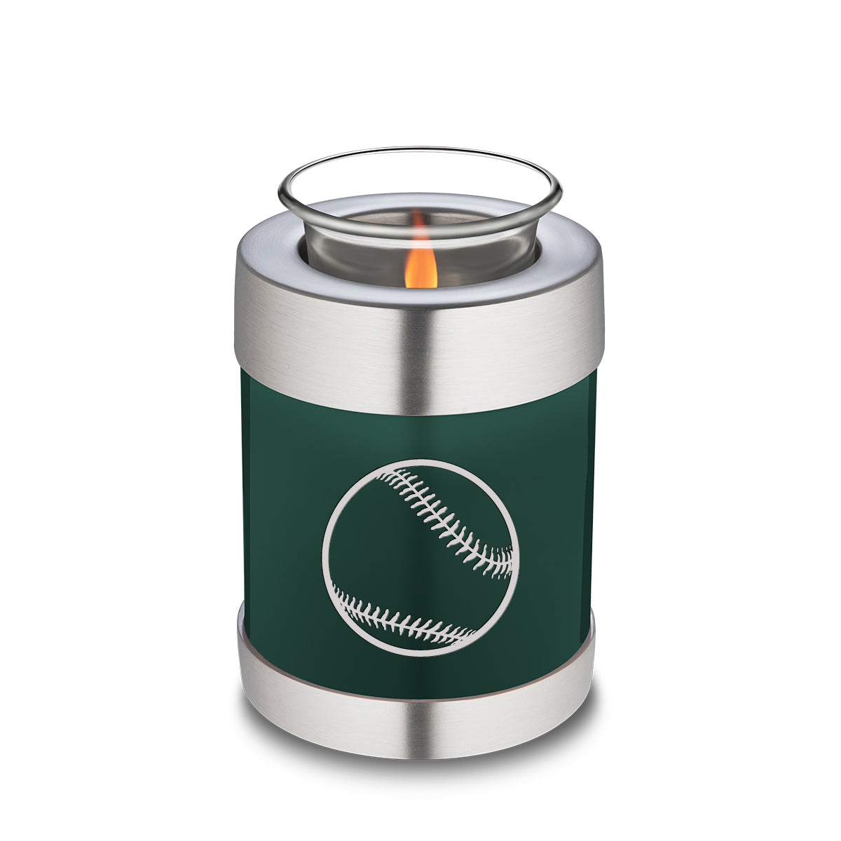 Candle Holder Embrace Green Baseball Cremation Urn