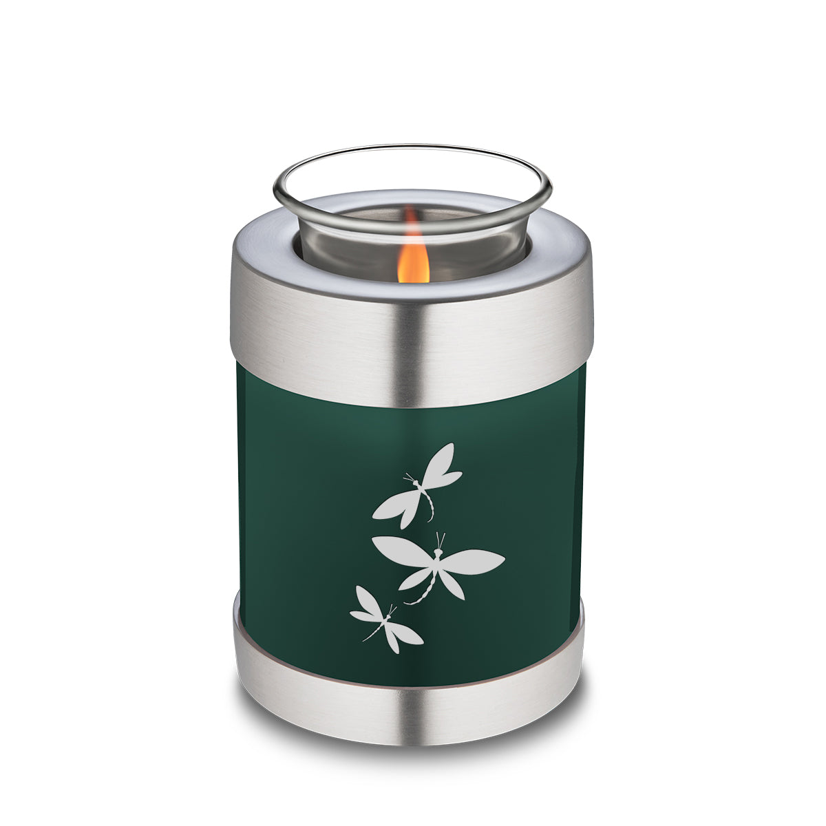 Candle Holder Embrace Green Dragonflies Cremation Urn