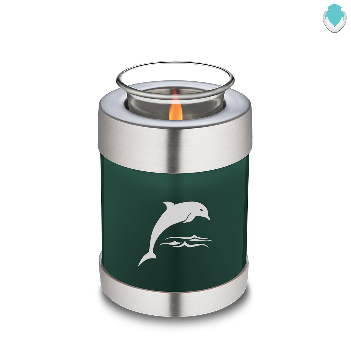 Candle Holder Embrace Green Dolphins Cremation Urn