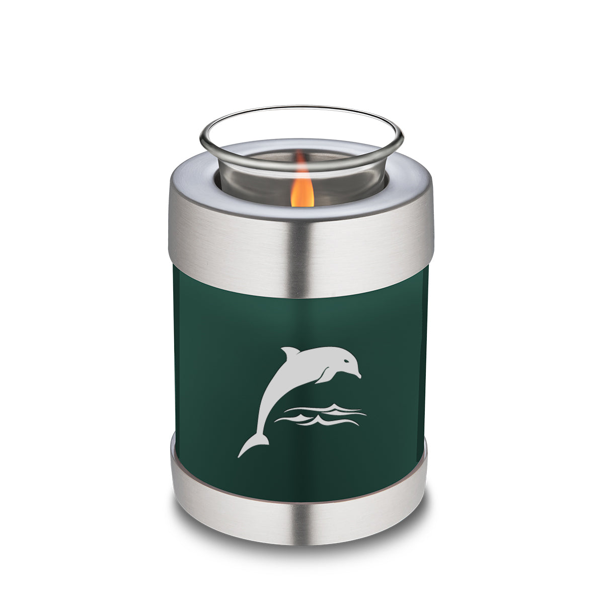 Candle Holder Embrace Green Dolphins Cremation Urn
