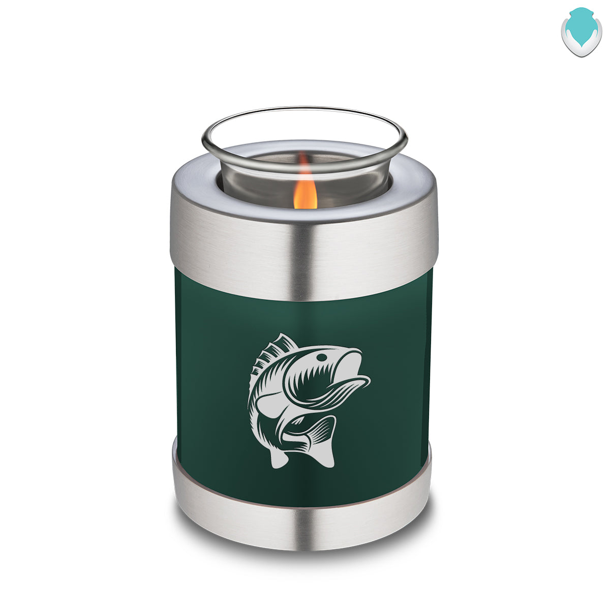 Candle Holder Embrace Green Fishing Cremation Urn