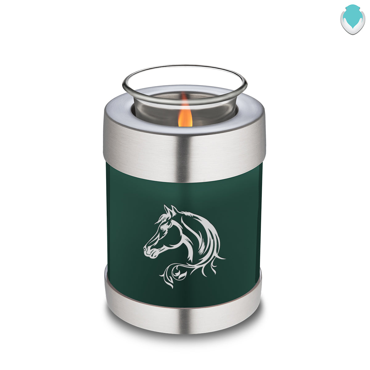 Candle Holder Embrace Green Horse Cremation Urn