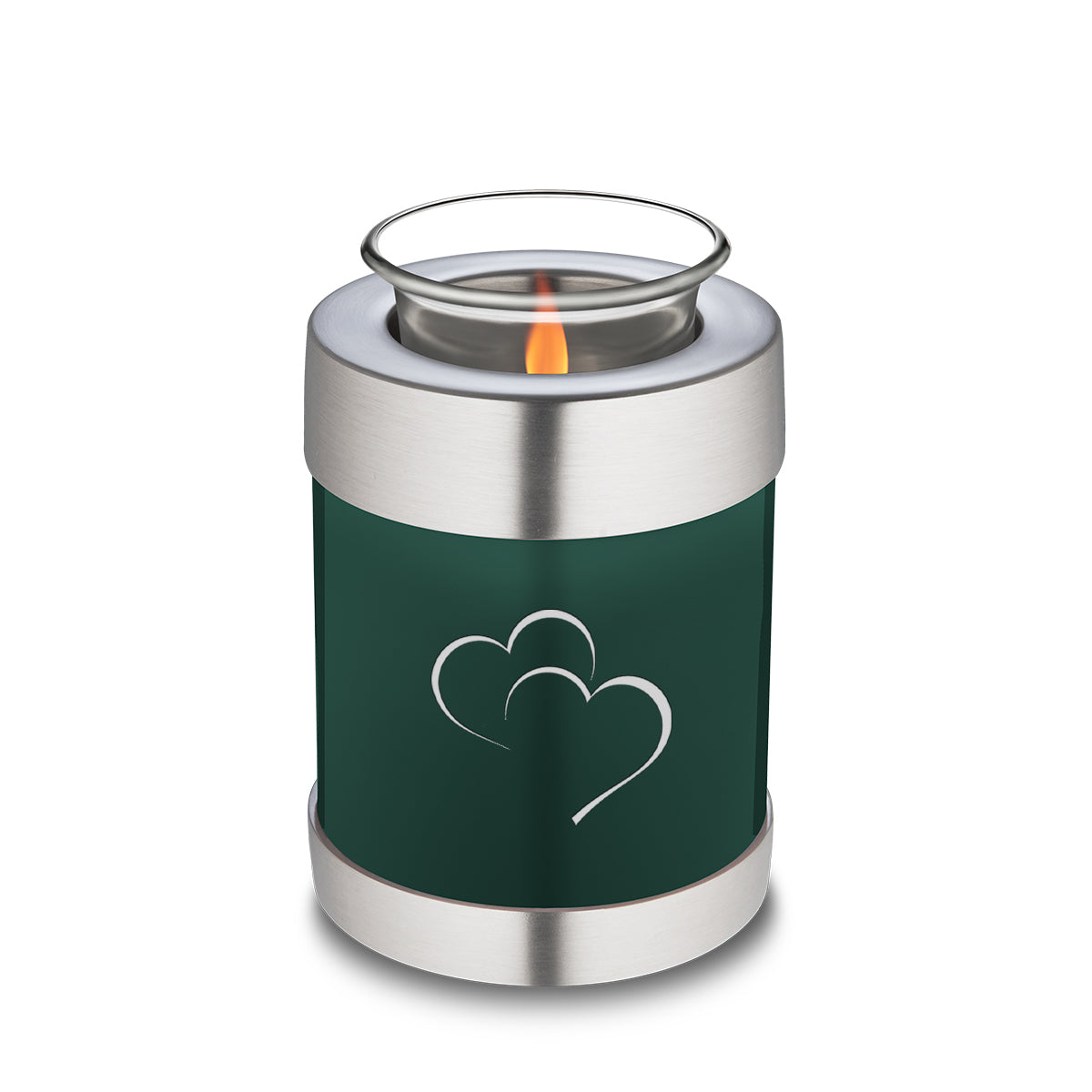 Candle Holder Embrace Green Hearts Cremation Urn