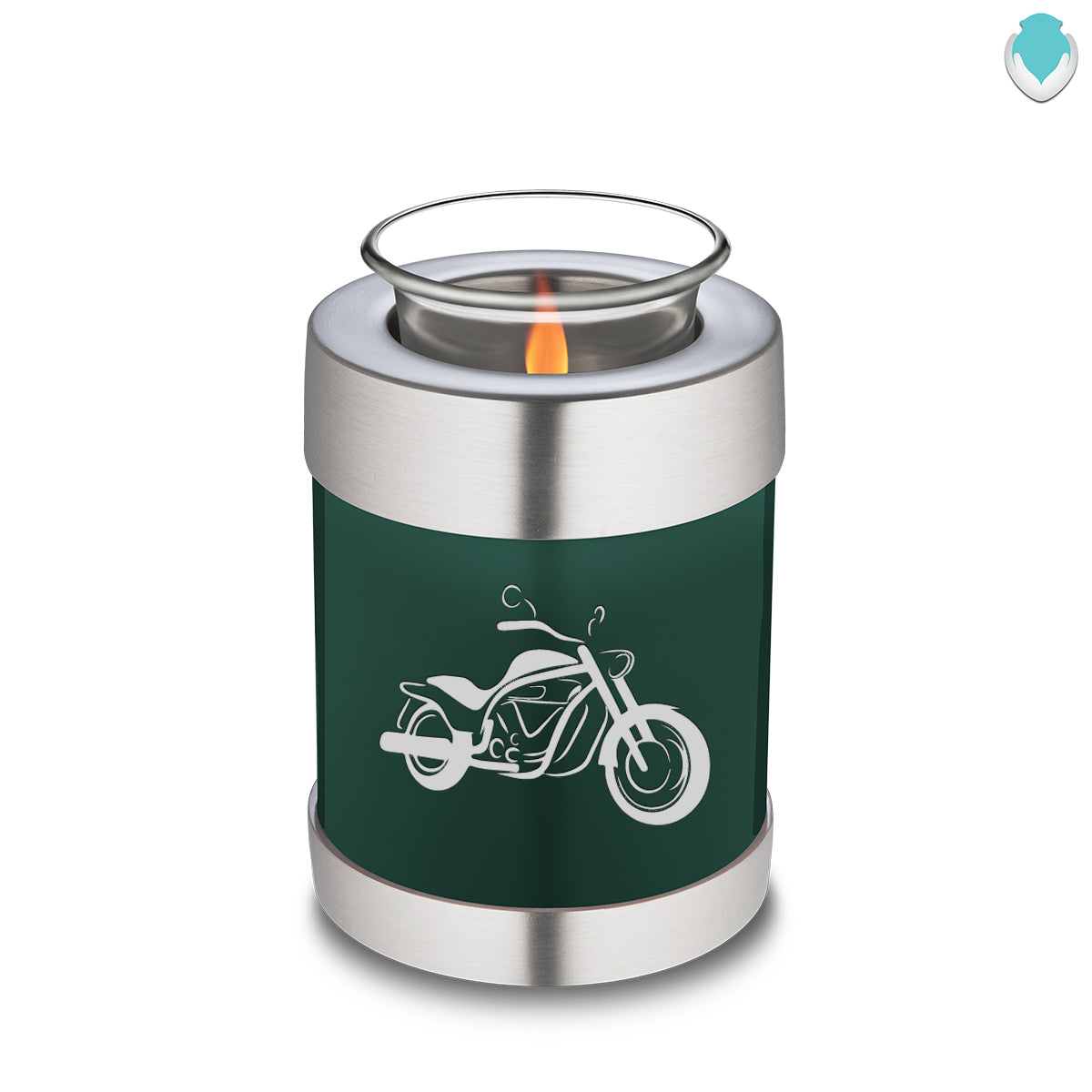 Candle Holder Embrace Green Motorcycle Cremation Urn