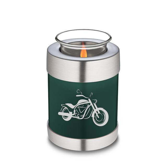 Candle Holder Embrace Green Motorcycle Cremation Urn