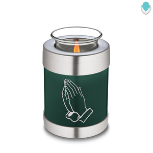 Candle Holder Embrace Green Praying Hands Cremation Urn