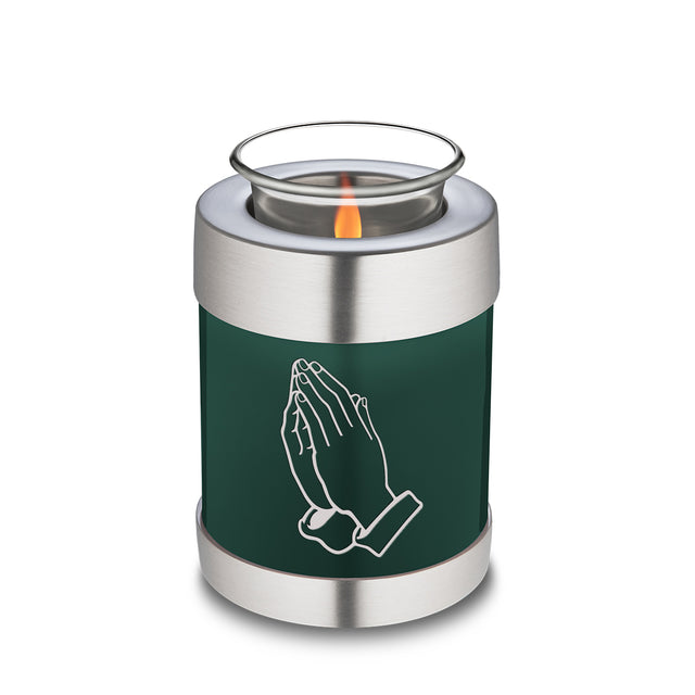 Candle Holder Embrace Green Praying Hands Cremation Urn