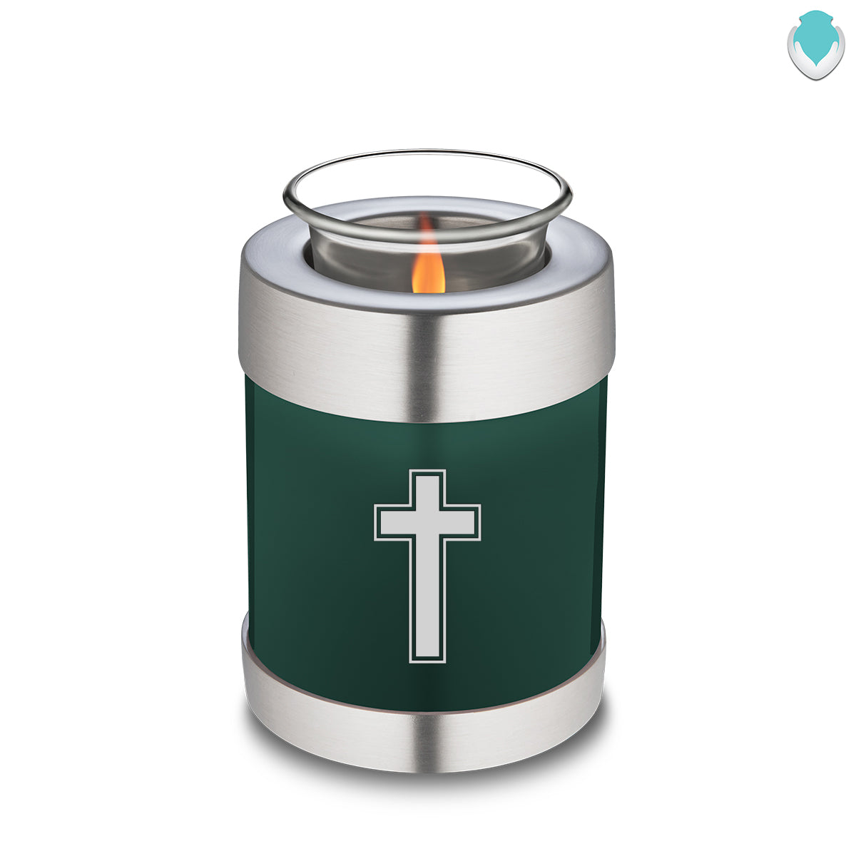 Candle Holder Embrace Green Simple Cross Cremation Urn
