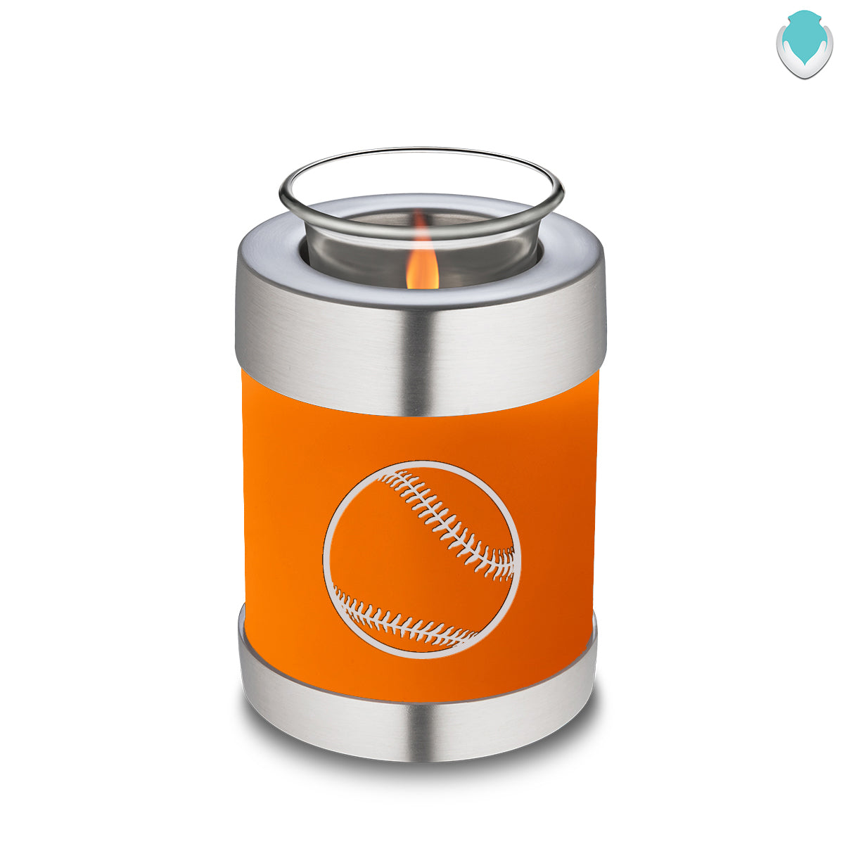 Candle Holder Embrace Burnt Orange Baseball Cremation Urn