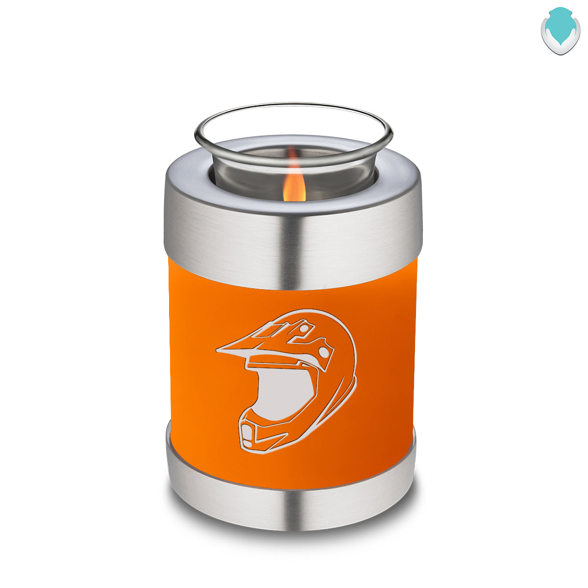 Candle Holder Embrace Burnt Orange Dirt Bike Cremation Urn