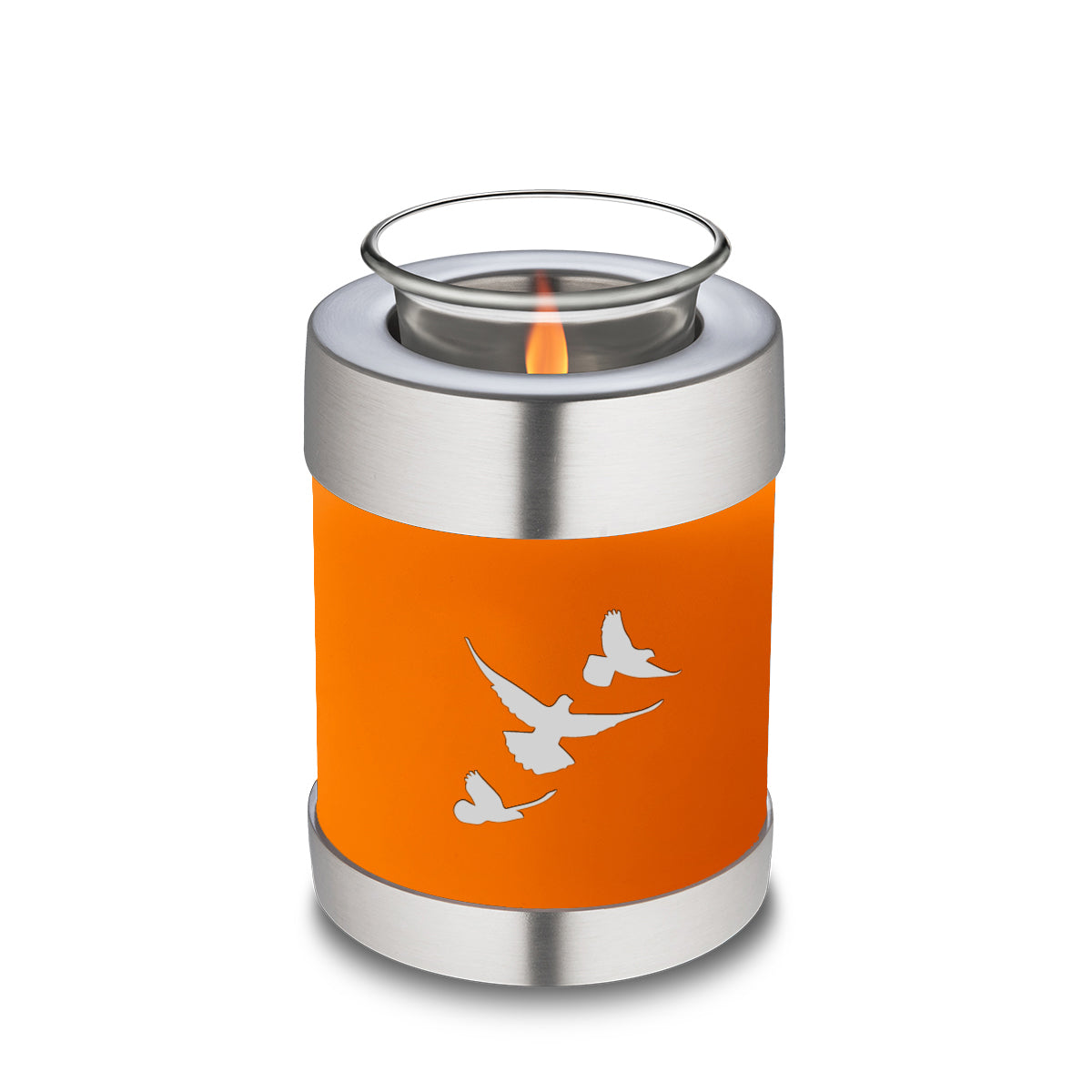 Candle Holder Embrace Burnt Orange Doves Cremation Urn