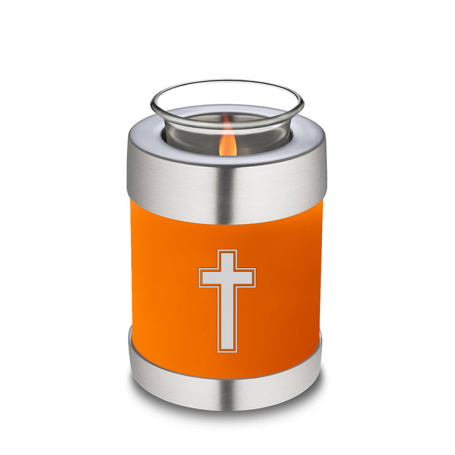 Candle Holder Embrace Burnt Orange Simple Cross Cremation Urn