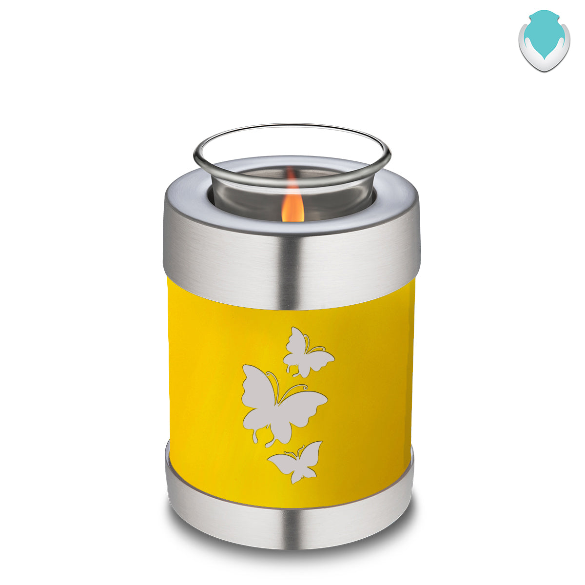 Candle Holder Embrace Yellow Butterfly Cremation Urn