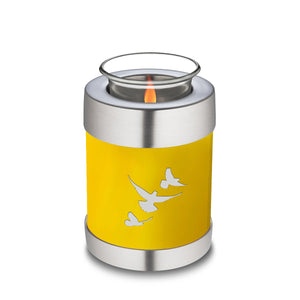 Candle Holder Embrace Yellow Doves Cremation Urn