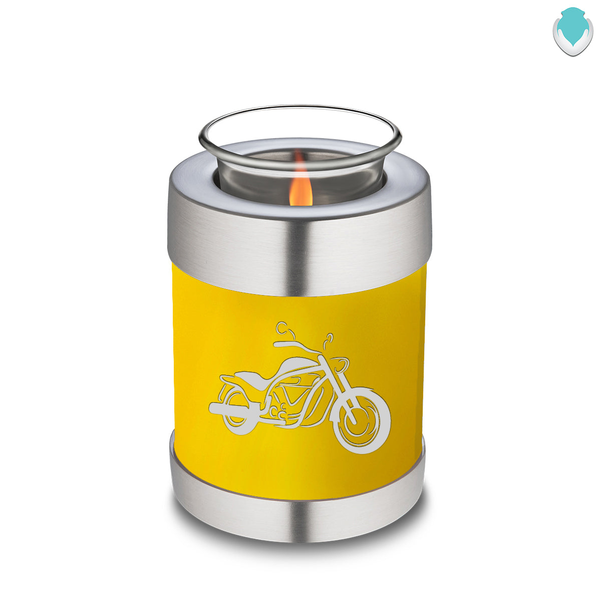 Candle Holder Embrace Yellow Motorcycle Cremation Urn