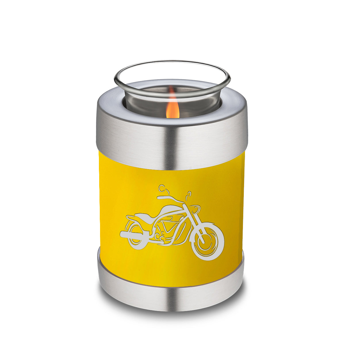 Candle Holder Embrace Yellow Motorcycle Cremation Urn