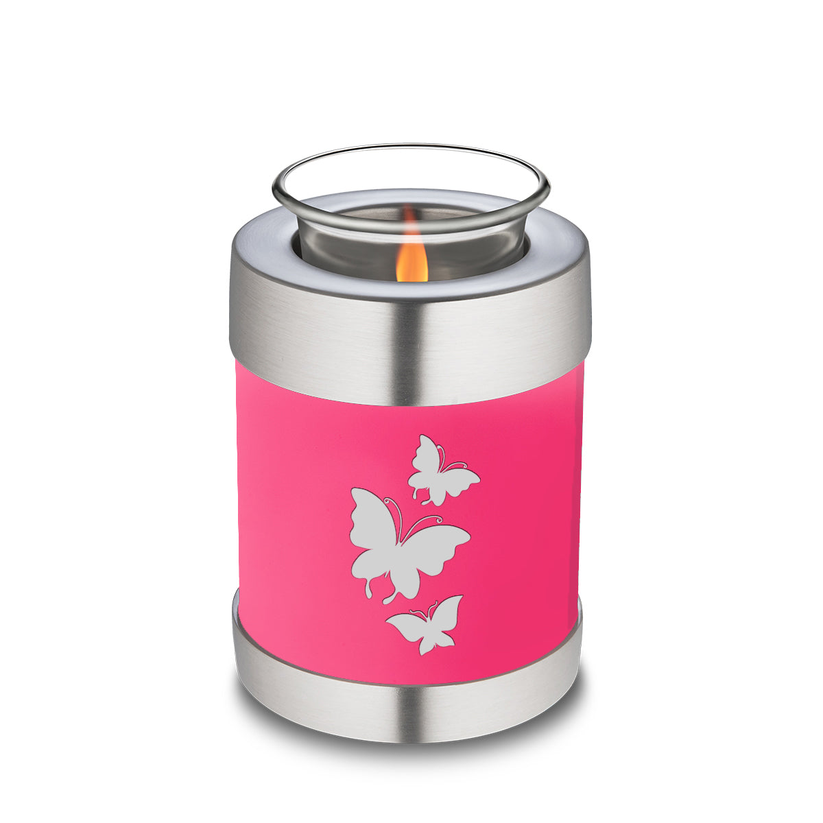 Candle Holder Embrace Bright Pink Butterfly Cremation Urn