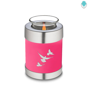 Candle Holder Embrace Bright Pink Doves Cremation Urn