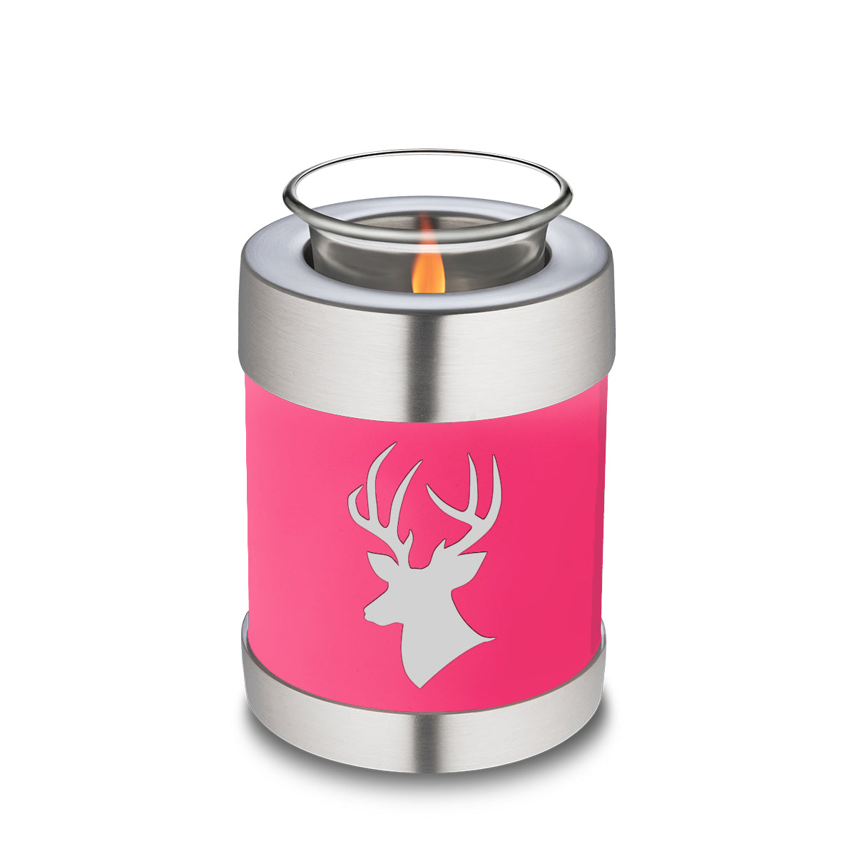 Candle Holder Embrace Bright Pink Deer Cremation Urn