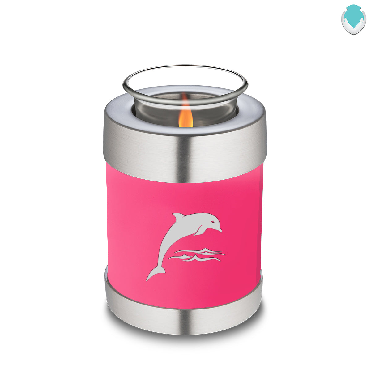 Candle Holder Embrace Bright Pink Dolphins Cremation Urn