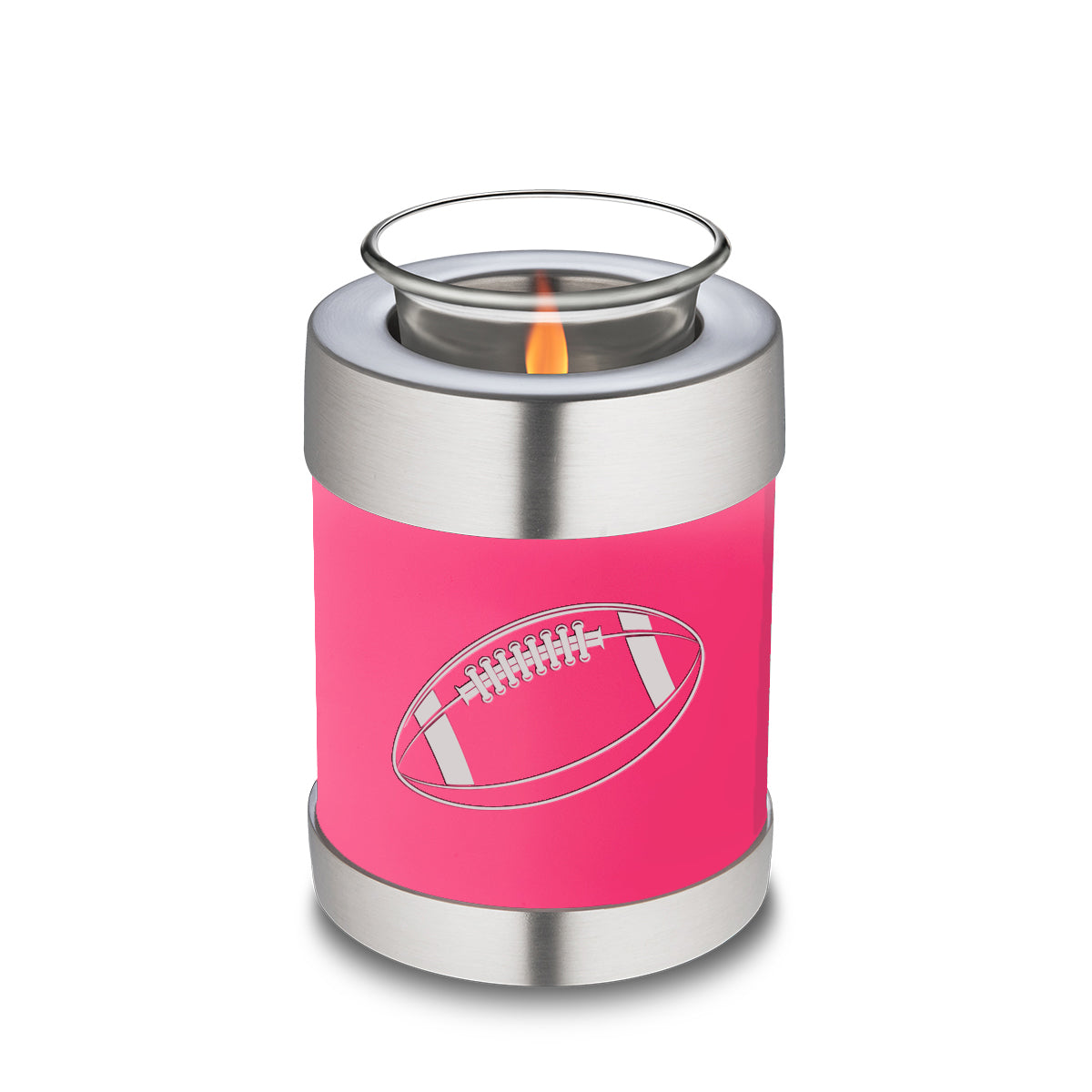 Candle Holder Embrace Bright Pink Football Cremation Urn