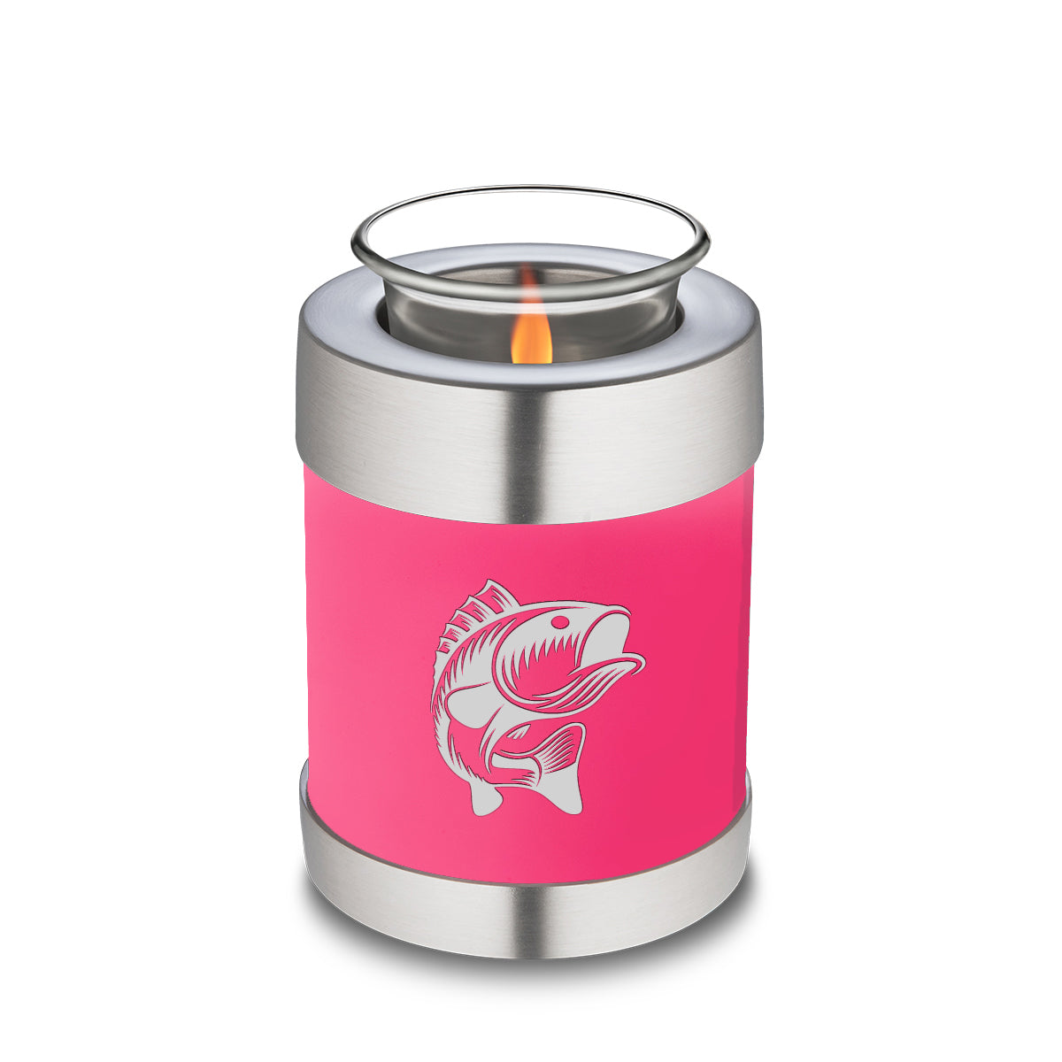 Candle Holder Embrace Bright Pink Fishing Cremation Urn