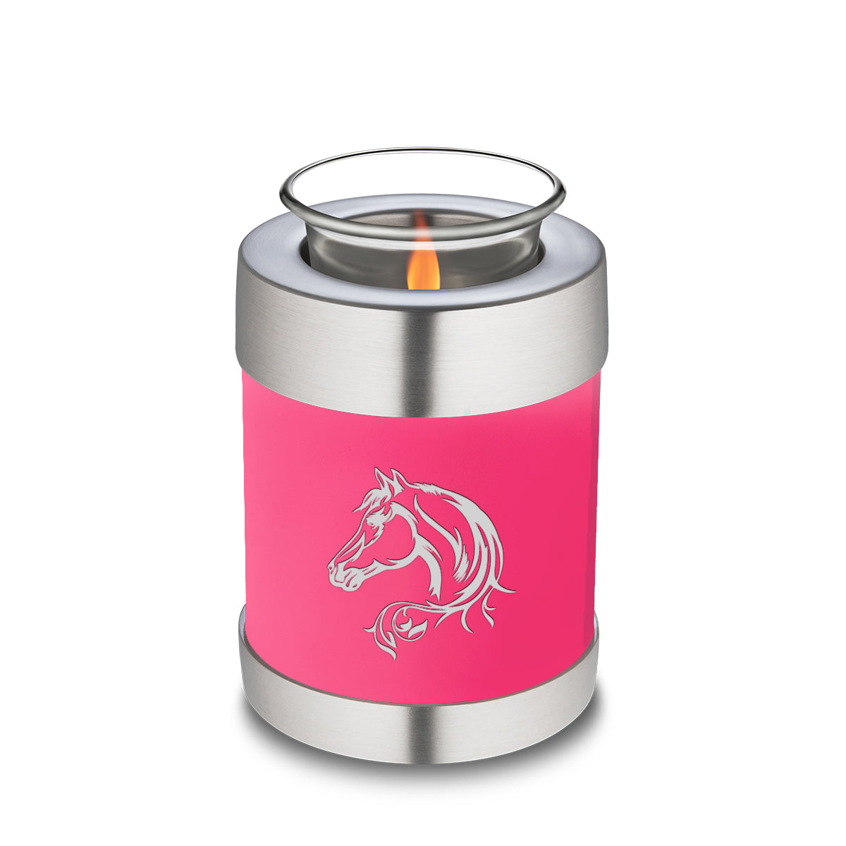 Candle Holder Embrace Bright Pink Horse Cremation Urn