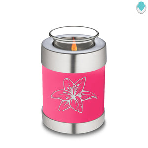 Candle Holder Embrace Bright Pink Lily Cremation Urn