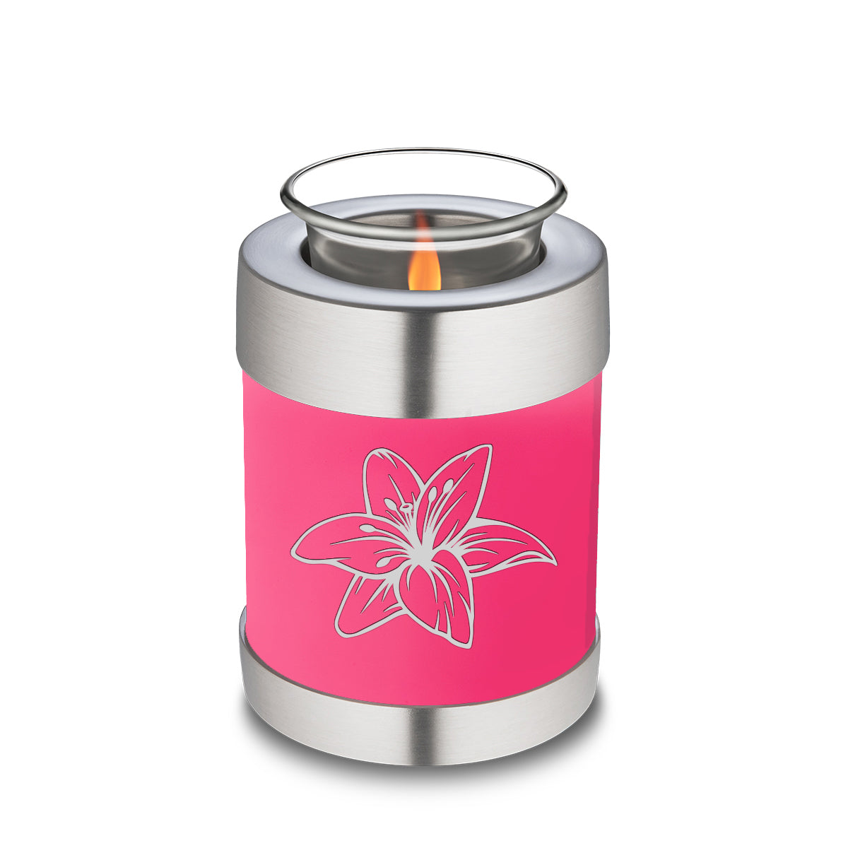 Candle Holder Embrace Bright Pink Lily Cremation Urn