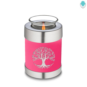 Candle Holder Embrace Bright Pink Tree of Life Cremation Urn