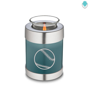 Candle Holder Embrace Teal Baseball Cremation Urn