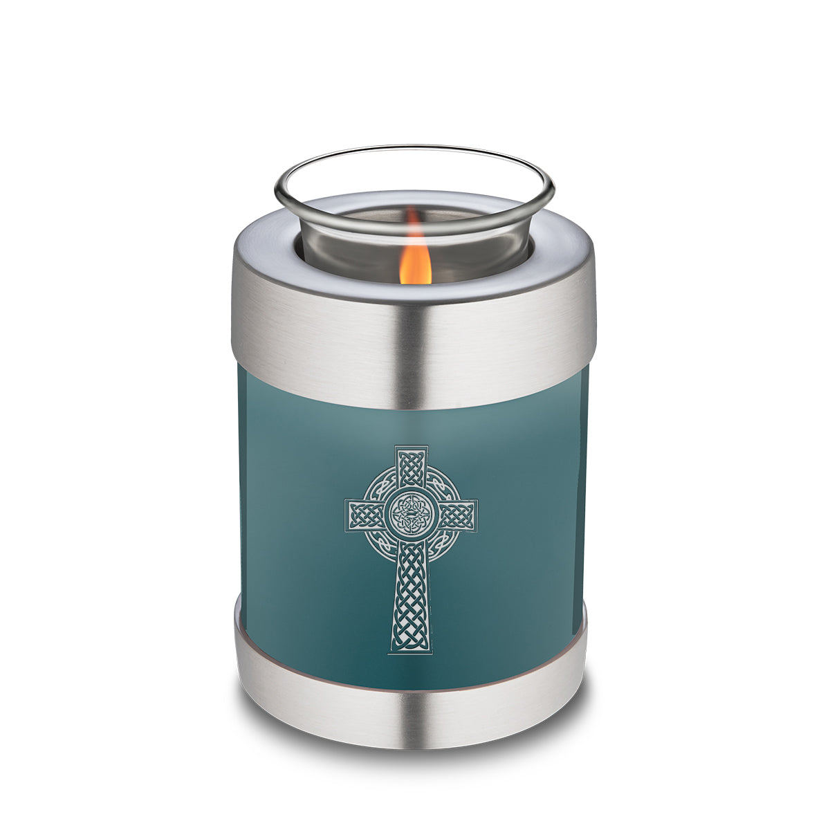 Candle Holder Embrace Teal Celtic Cross Cremation Urn