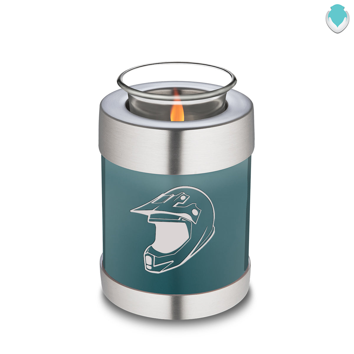 Candle Holder Embrace Teal Dirt Bike Cremation Urn