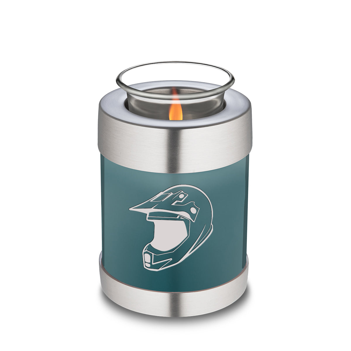 Candle Holder Embrace Teal Dirt Bike Cremation Urn