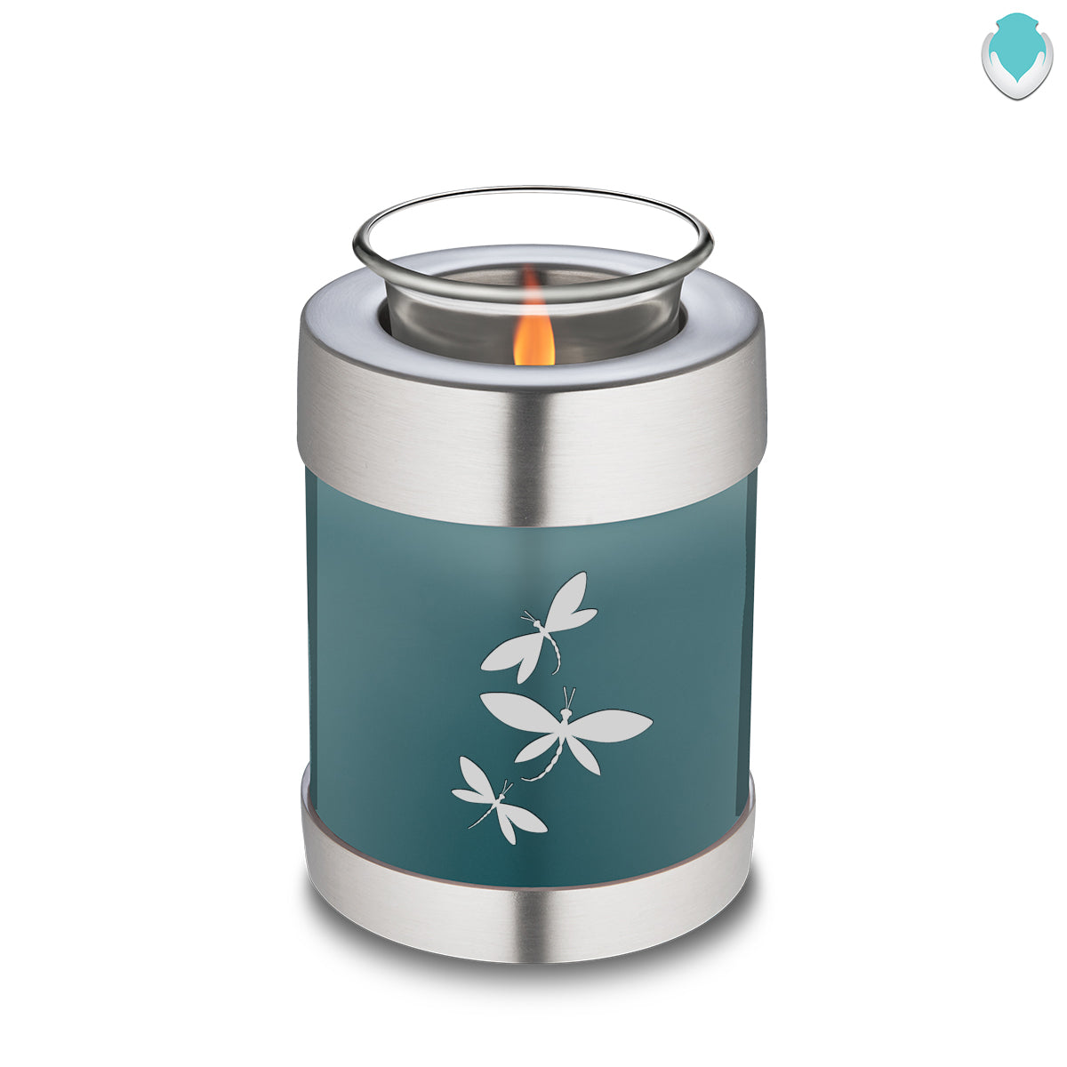 Candle Holder Embrace Teal Dragonflies Cremation Urn