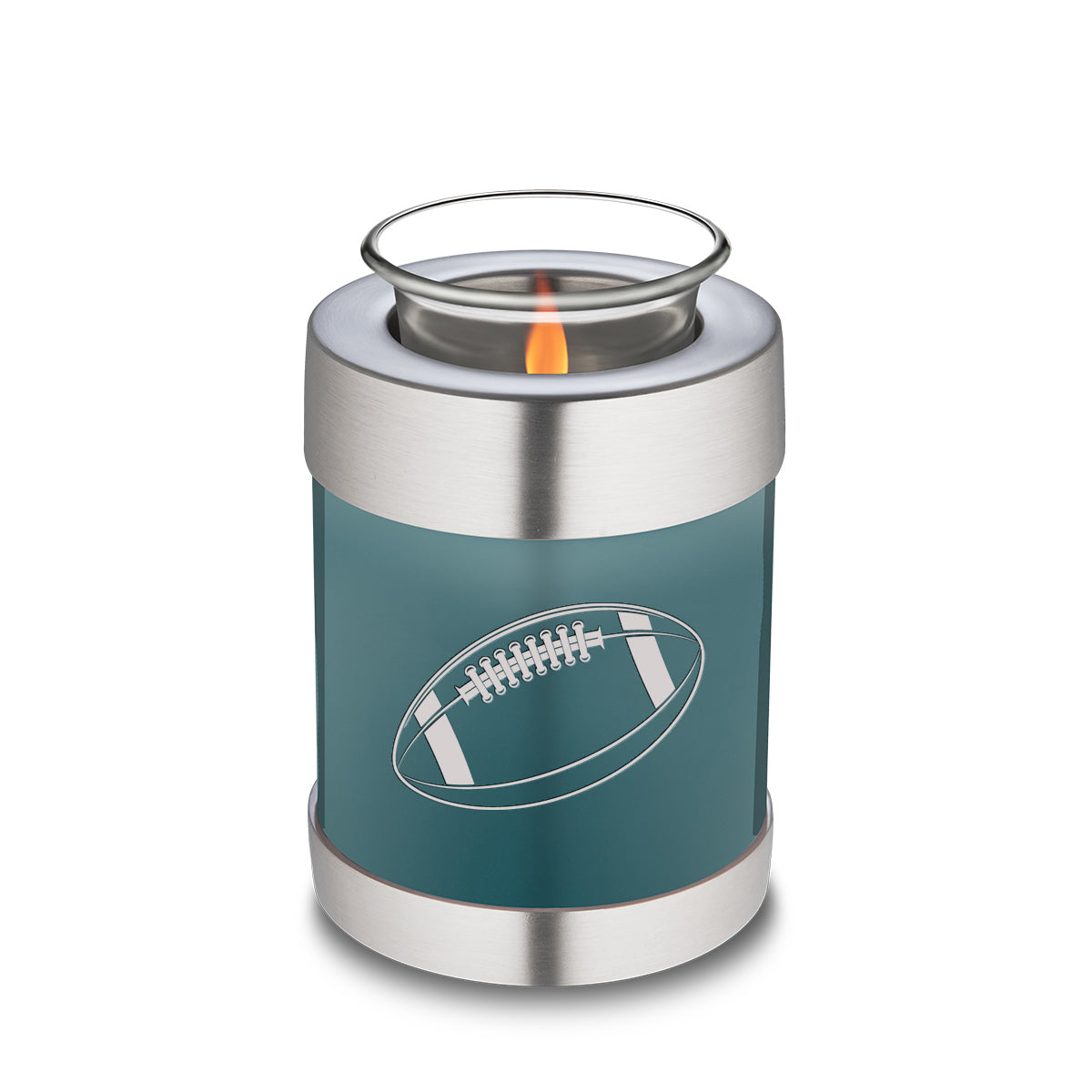 Candle Holder Embrace Teal Football Cremation Urn