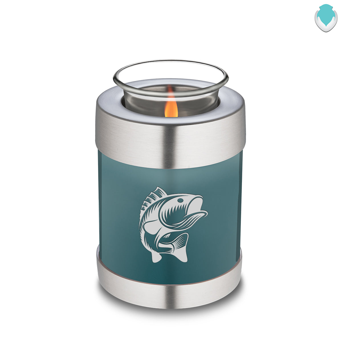 Candle Holder Embrace Teal Fishing Cremation Urn