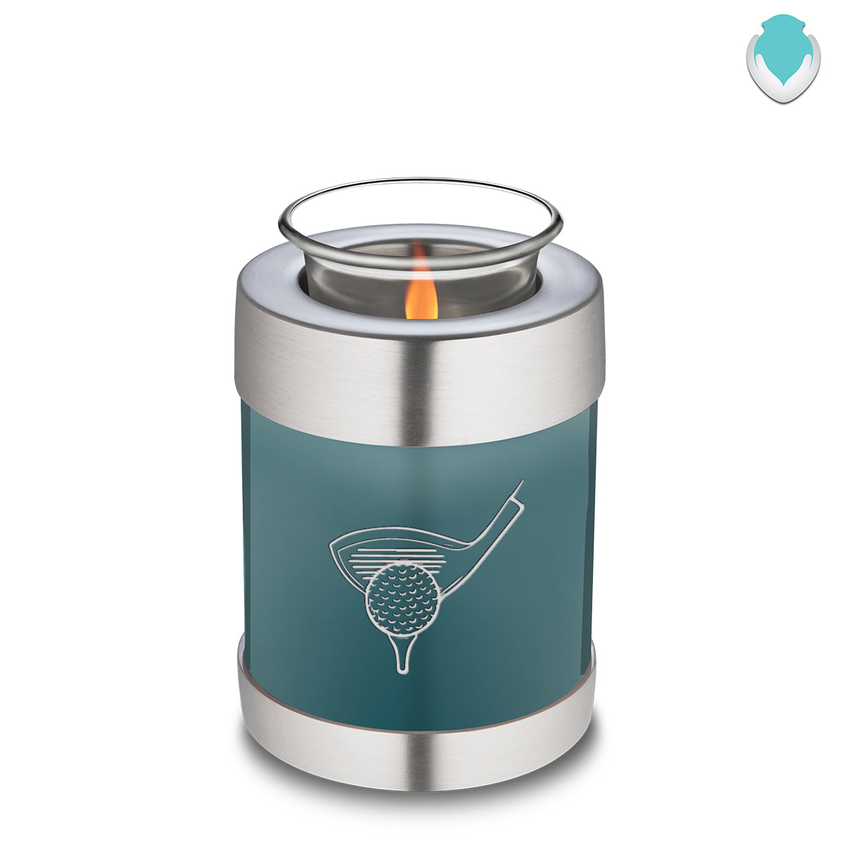 Candle Holder Embrace Teal Golf Cremation Urn