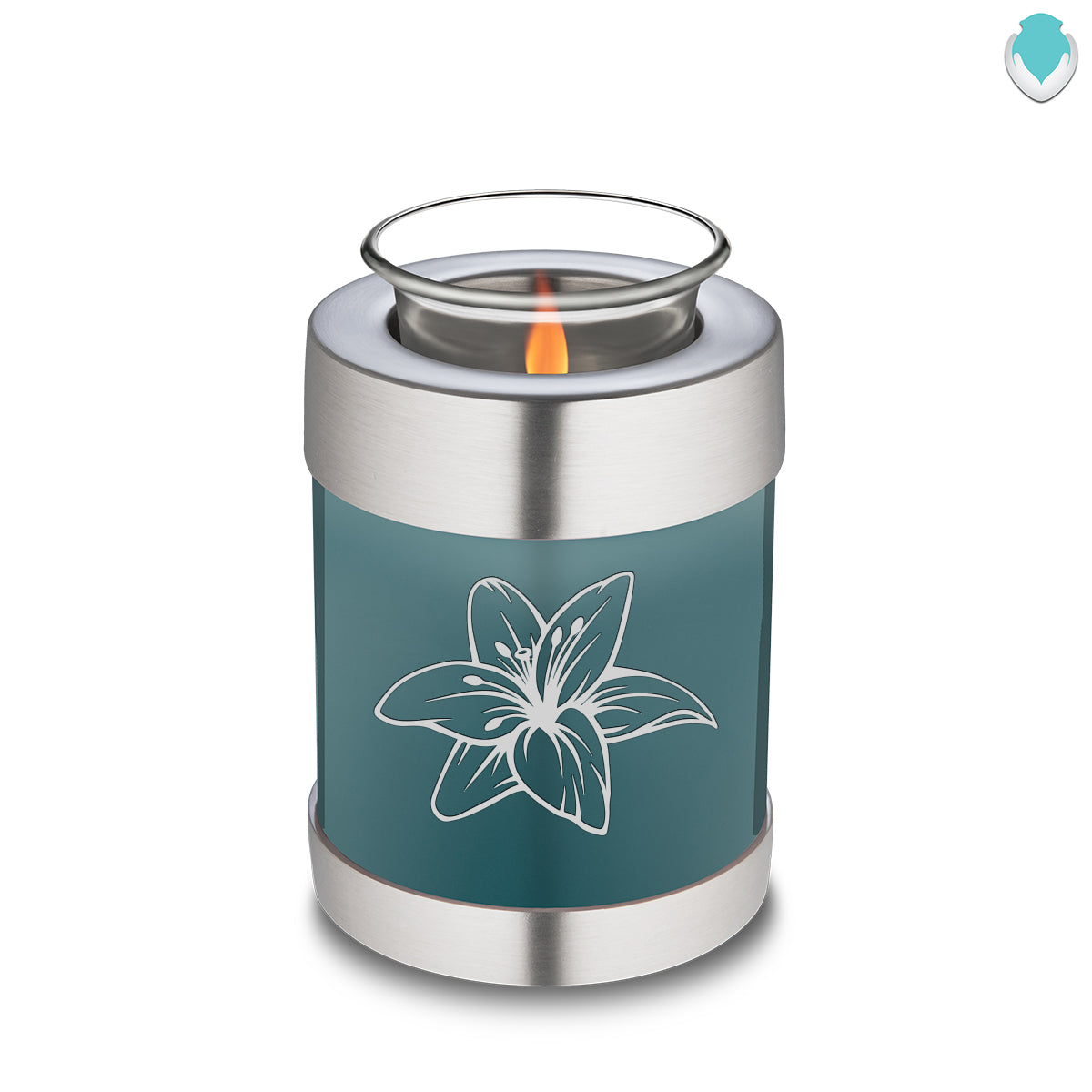 Candle Holder Embrace Teal Lily Cremation Urn