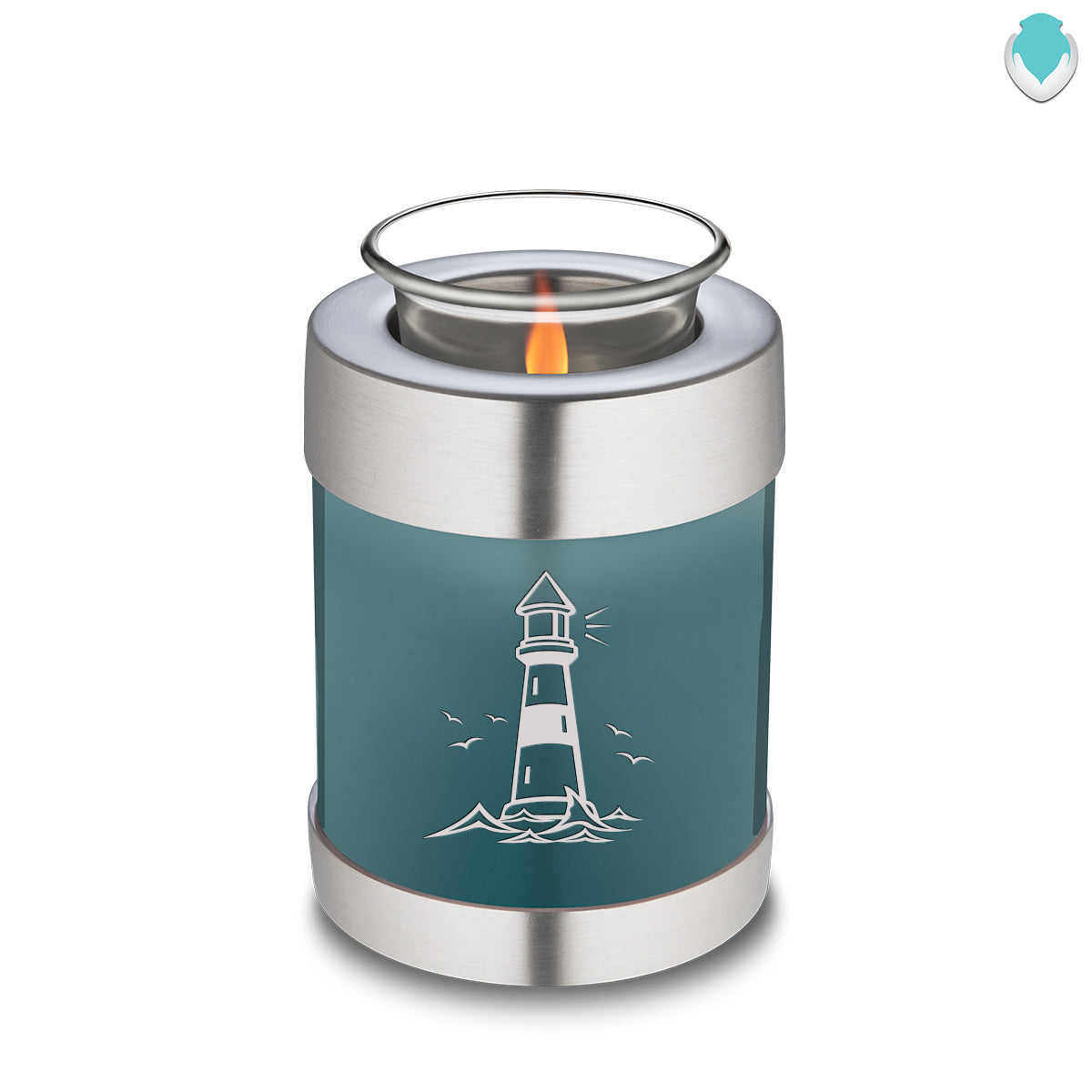 Candle Holder Embrace Teal Lighthouse Cremation Urn