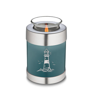 Candle Holder Embrace Teal Lighthouse Cremation Urn