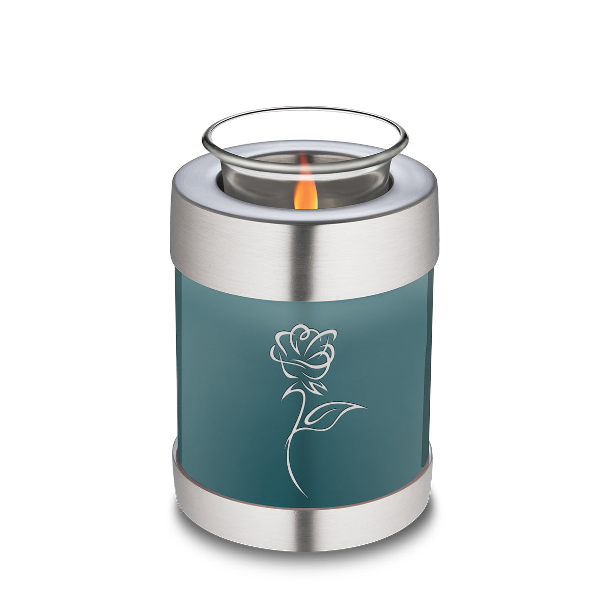 Candle Holder Embrace Teal Rose Cremation Urn