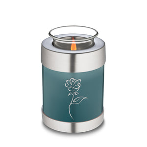 Candle Holder Embrace Teal Rose Cremation Urn