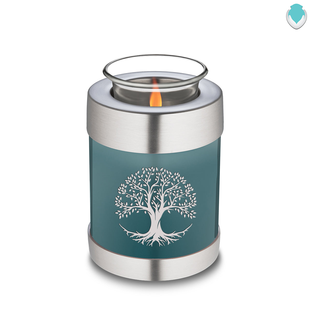 Candle Holder Embrace Teal Tree of Life Cremation Urn