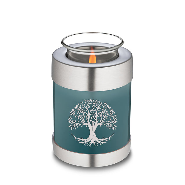 Candle Holder Embrace Teal Tree of Life Cremation Urn