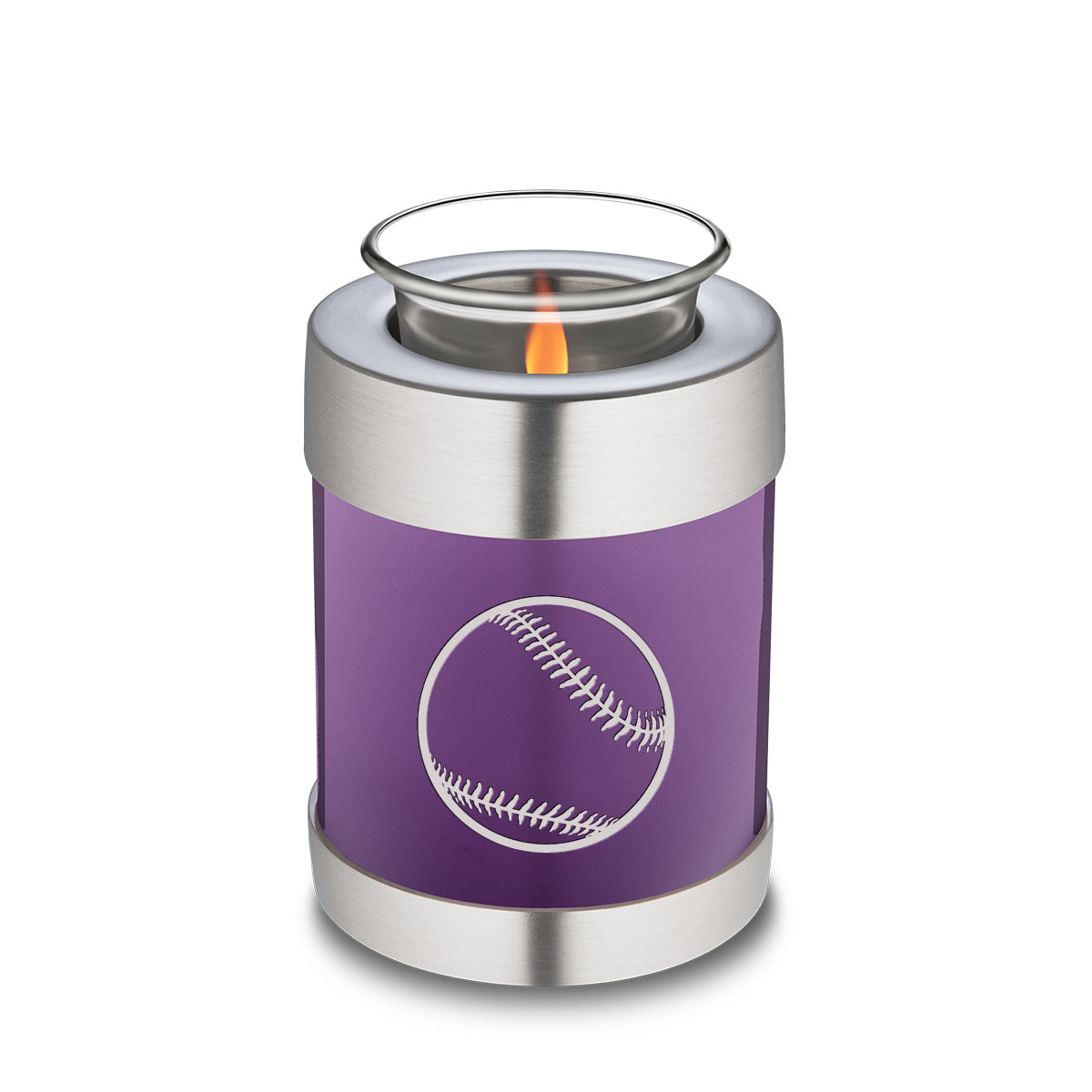 Candle Holder Embrace Purple Baseball Cremation Urn
