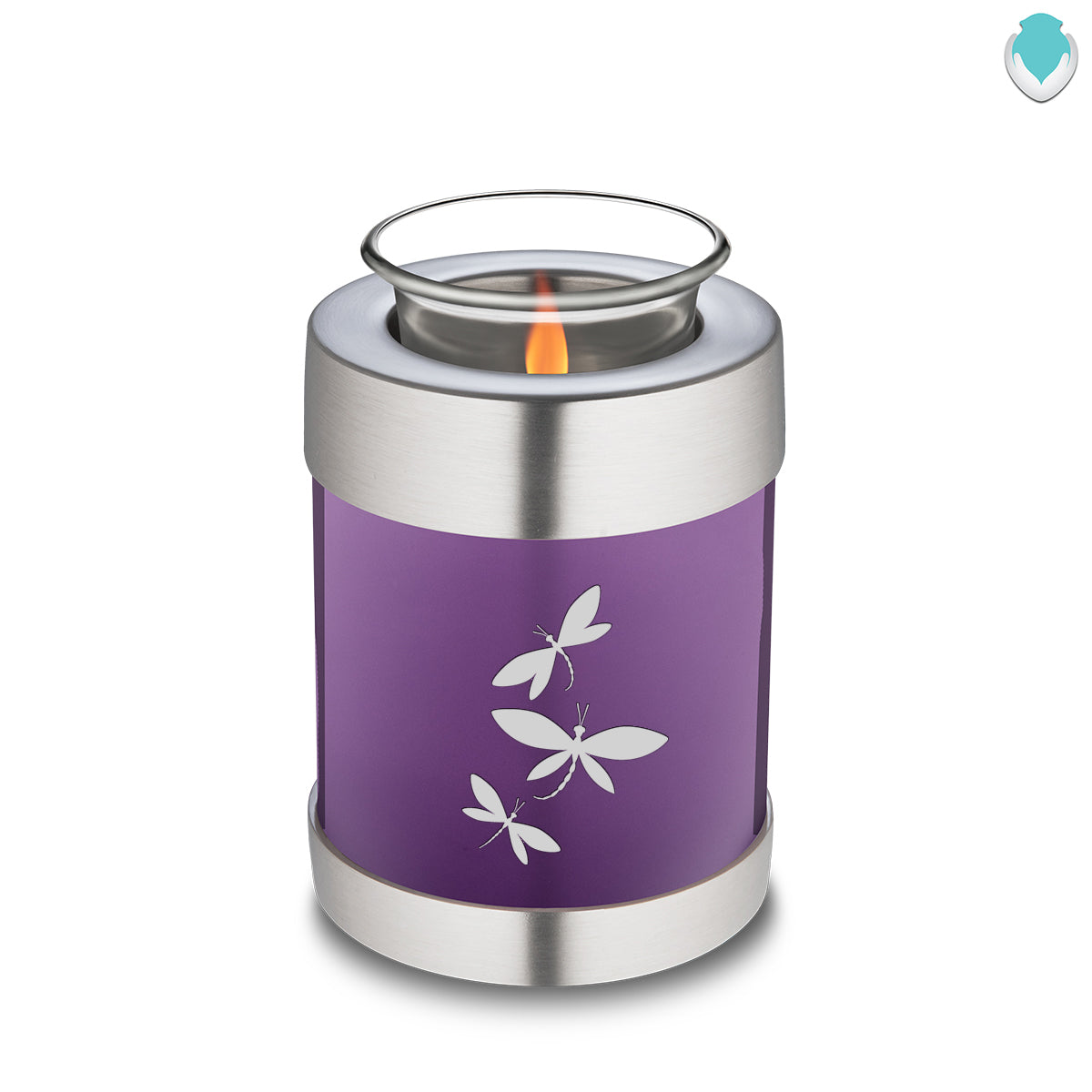 Candle Holder Embrace Purple Dragonflies Cremation Urn