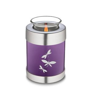 Candle Holder Embrace Purple Dragonflies Cremation Urn