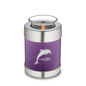 Candle Holder Embrace Purple Dolphins Cremation Urn