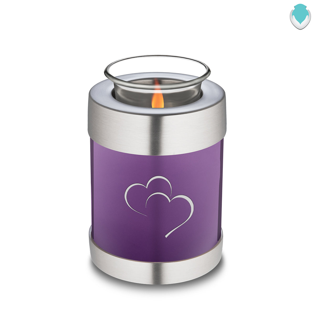 Candle Holder Embrace Purple Hearts Cremation Urn